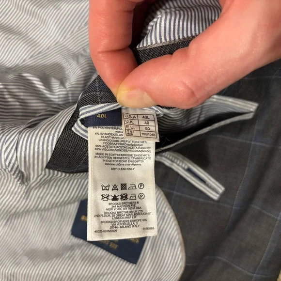 BROOKS BROTHERS Explorer Regent Fit Blazer 40L Gray Plaid Two Button Window Pane - Picture 4 of 11